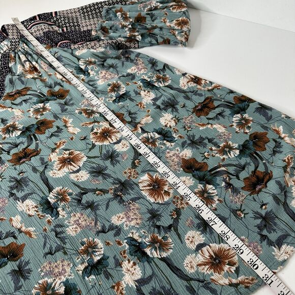 Jodifl Peasant Shirt Sz 2X? Long Sleeve Floral V Neck Crinkle Office Bloomcore - Picture 11 of 16